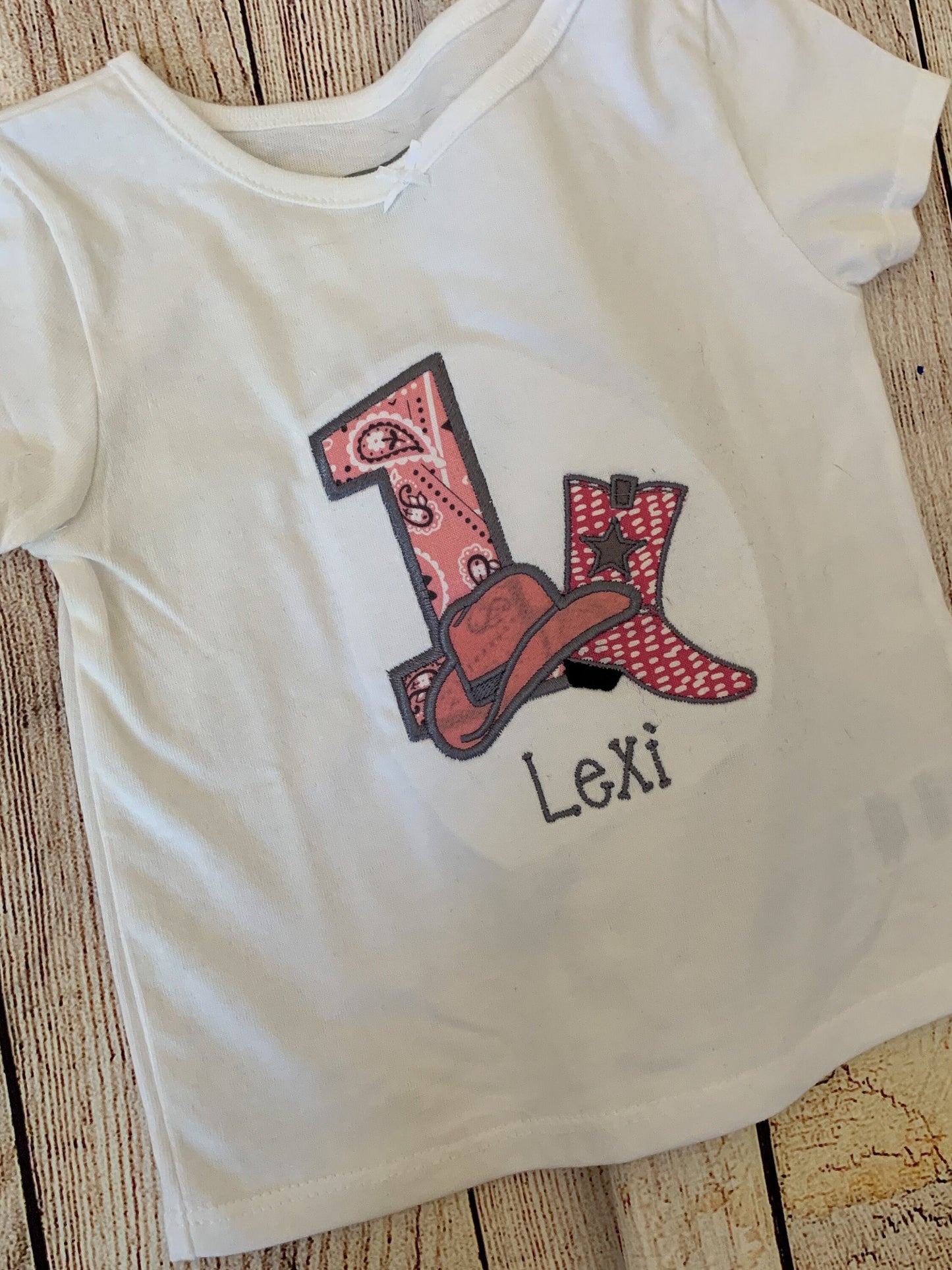 Cowgirl Western Embroidered Birthday Theme T-shirt