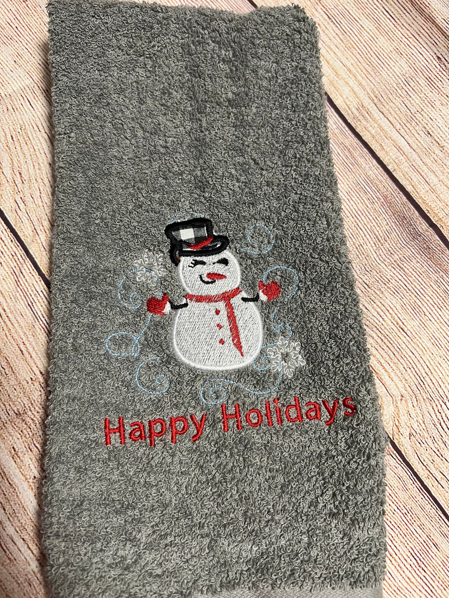 Christmas Buffalo Plaid Snowman Hand Towel