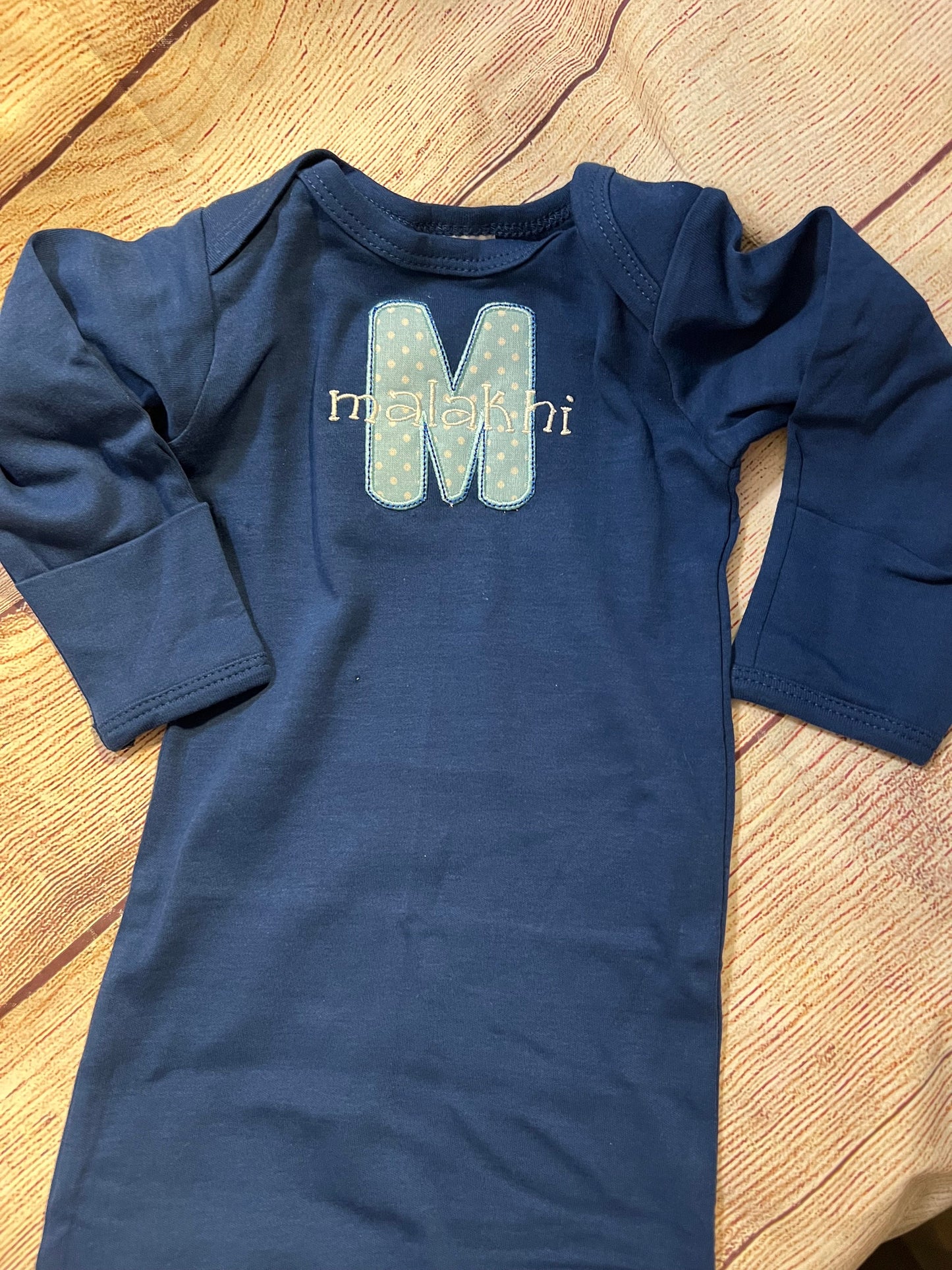 Baby gown w/ baby’s First name and initial