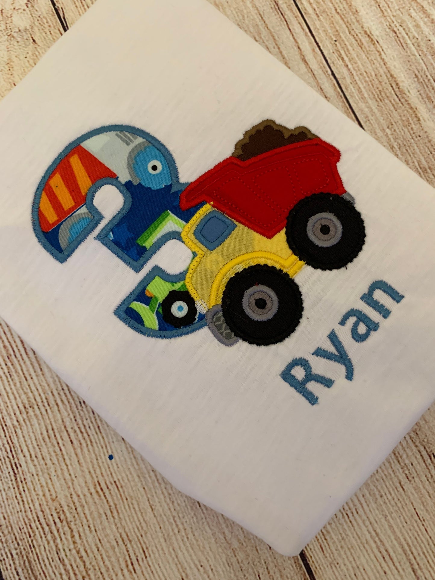 Construction Embroidered Birthday T-shirt