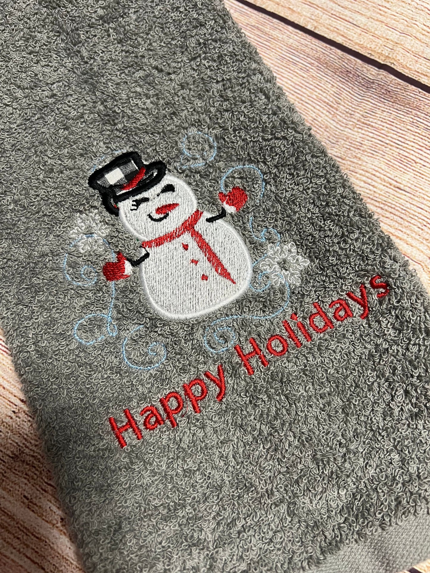 Christmas Buffalo Plaid Snowman Hand Towel