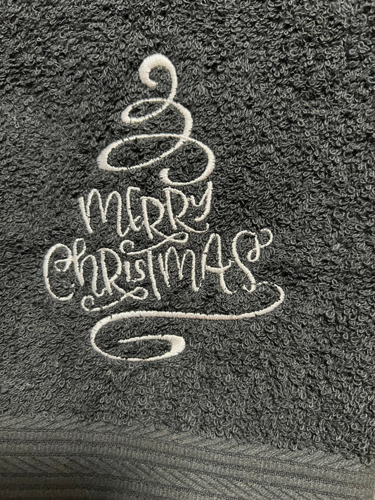 Merry Christmas with Tree Hand Towel