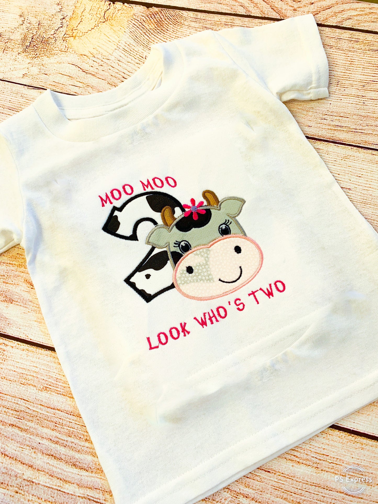 Cow Birthday Moo Moo Embroidered T-shirt