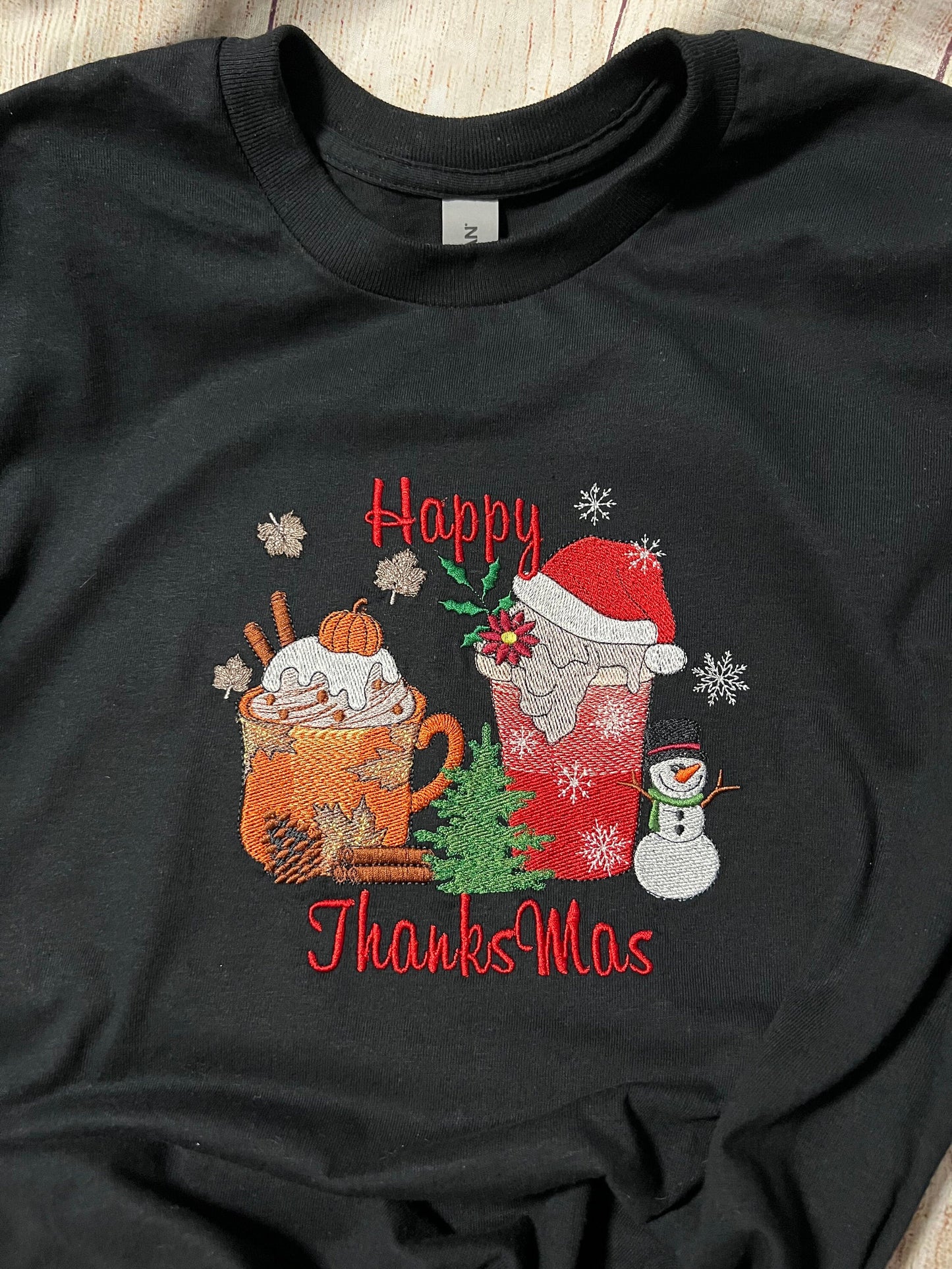 Happy ThanksMas Embroidered T-shirt