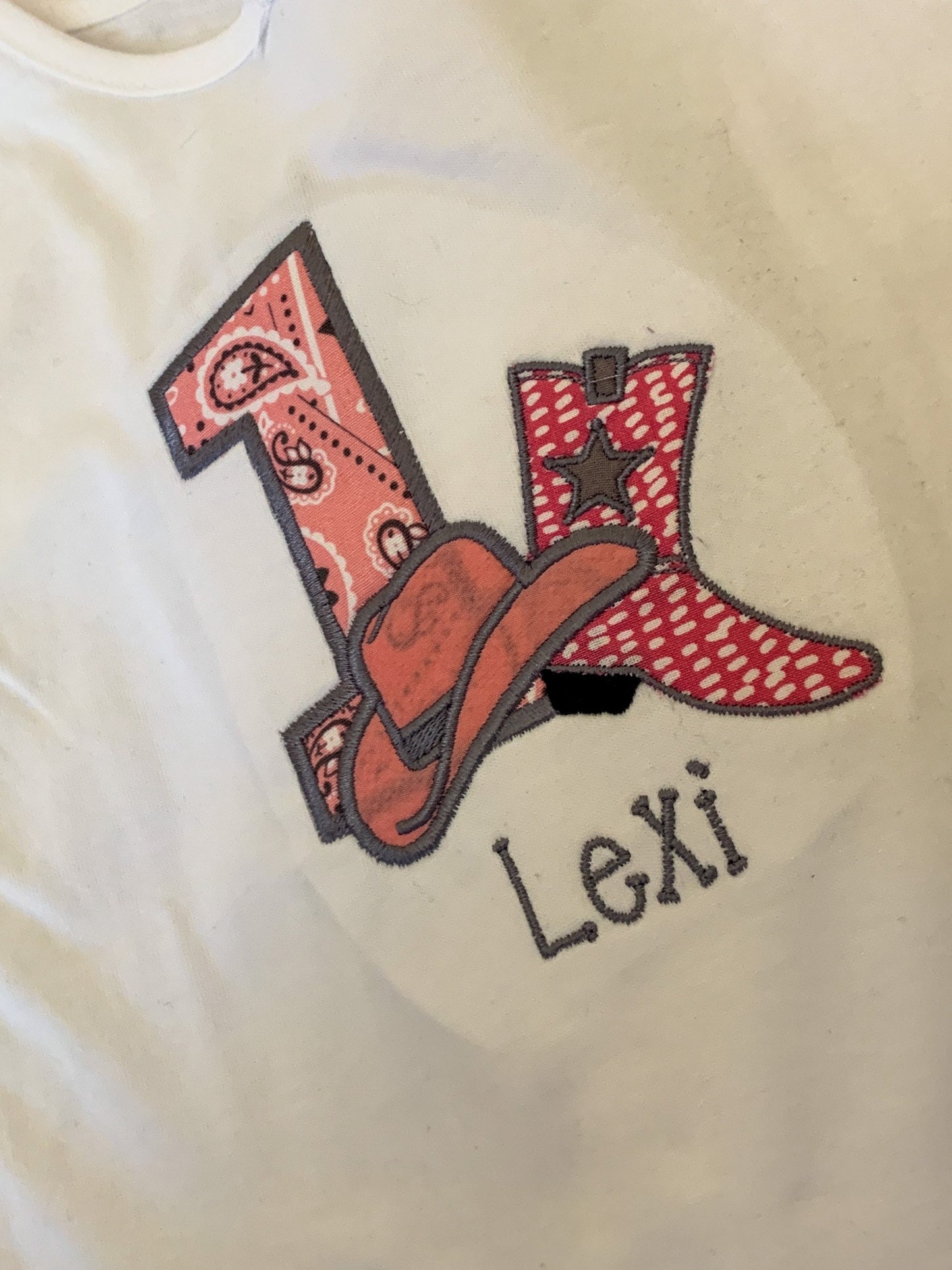 Cowgirl Western Embroidered Birthday Theme T-shirt