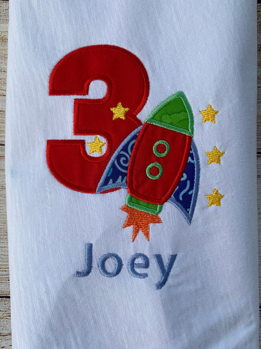 Rocket Man/Space Ship/Launch Birthday T-shirt