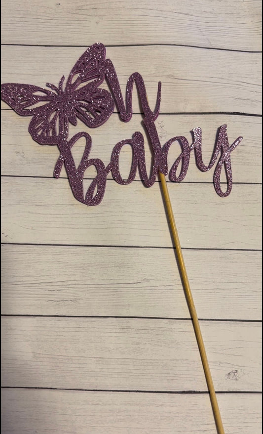 Butterfly Cake Topper for baby shower, one year bday theme, Garden flower theme.