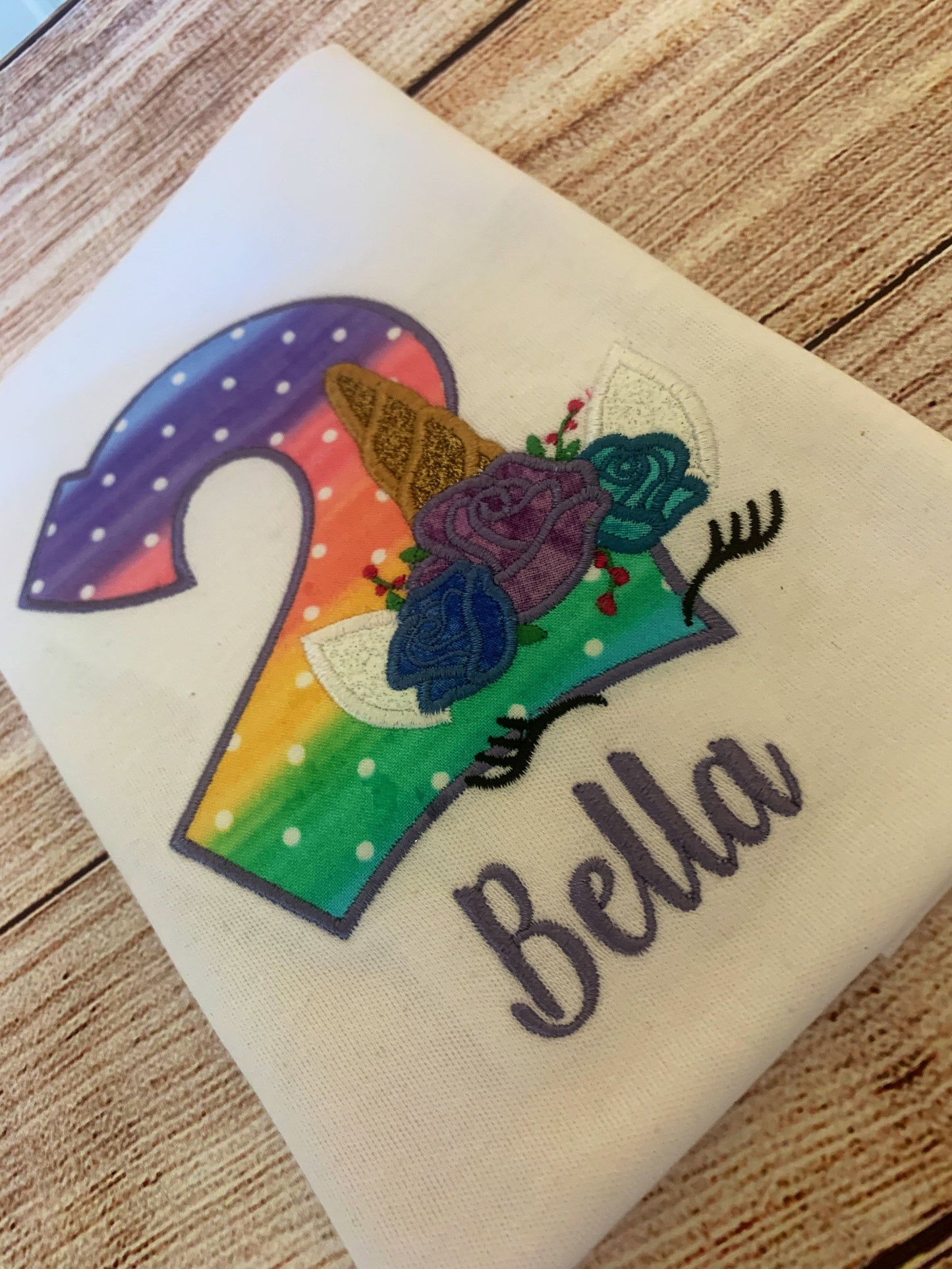 Unicorn Embroidered Birthday T-shirt