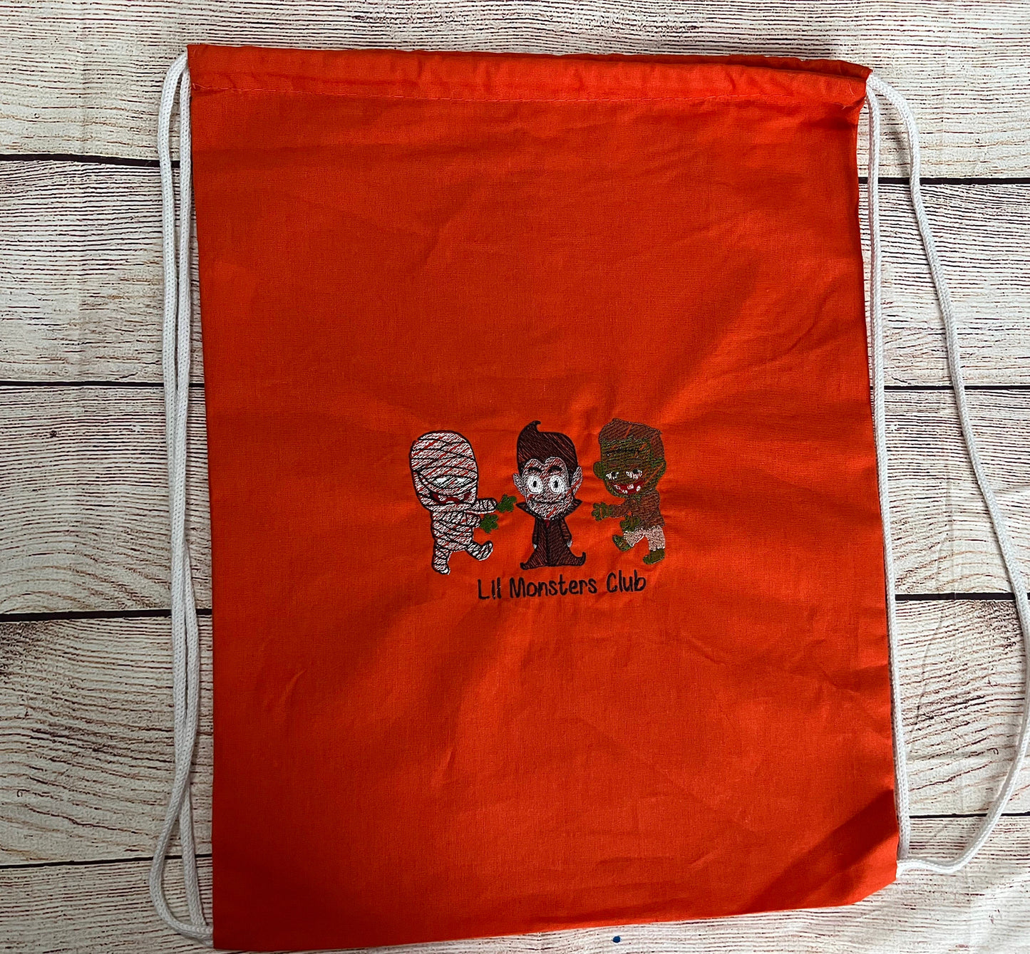 Halloween Embroidered Drawstring Treat Bag.