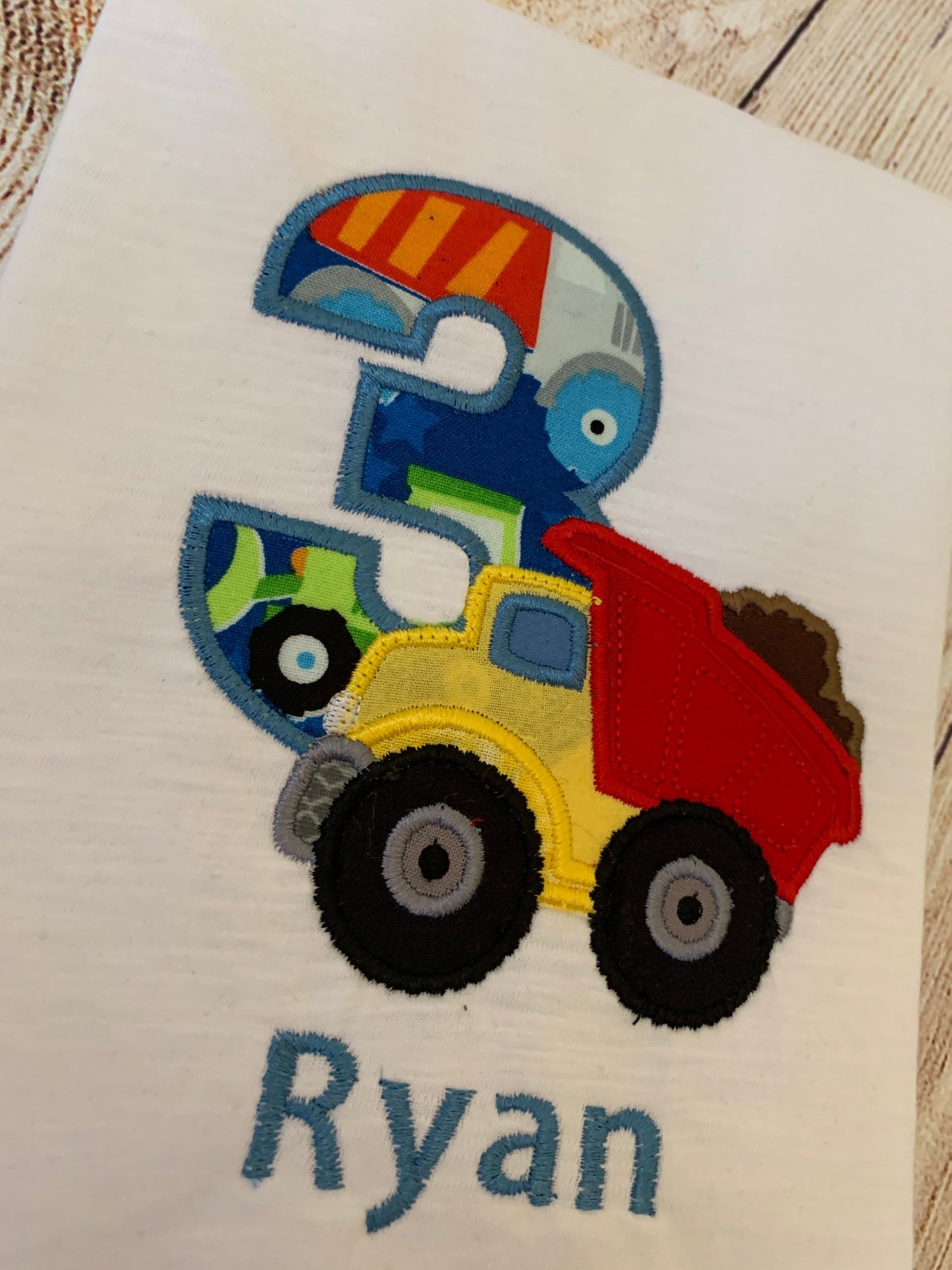 Construction Embroidered Birthday T-shirt