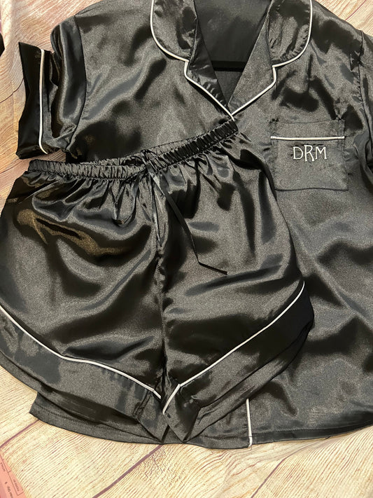 Embroidered Satiny Pajama set