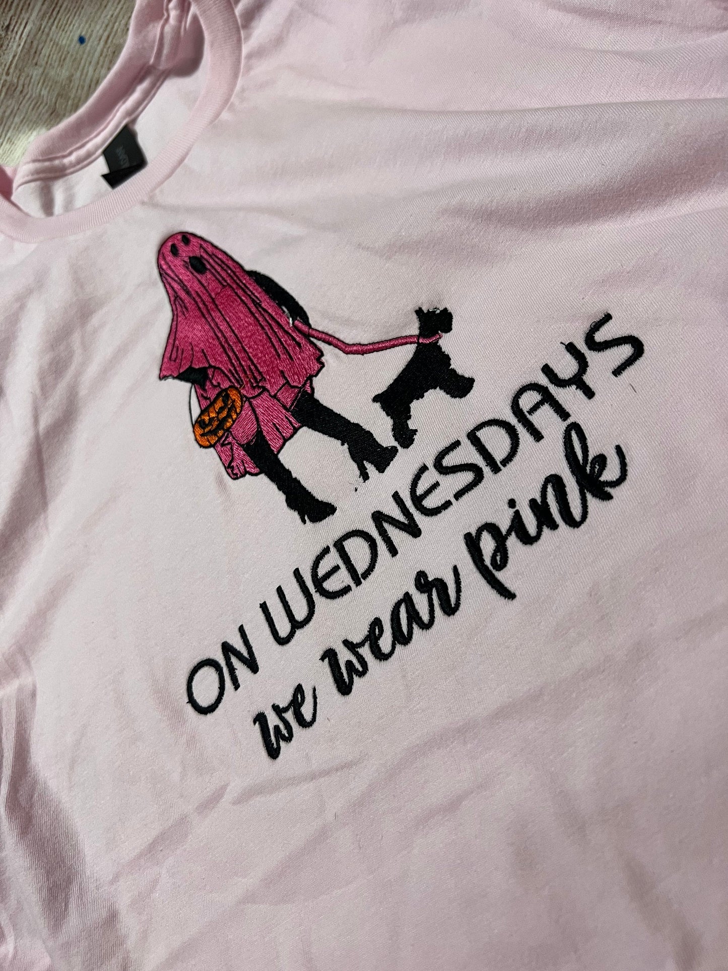 On Wednesday We Wear Pink Embroidered T-shirt