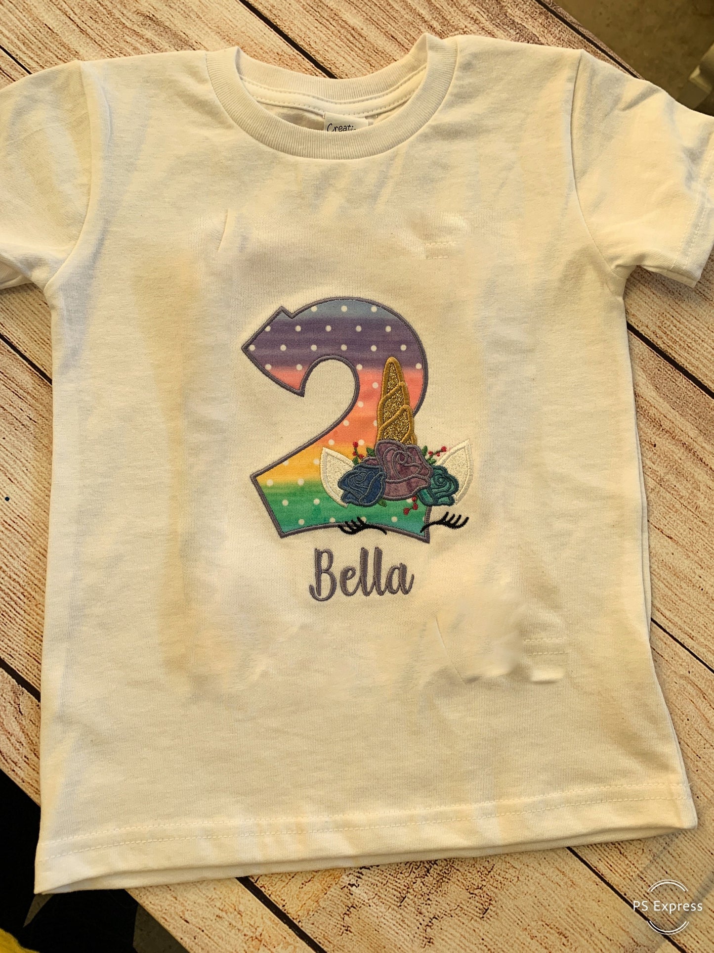 Unicorn Embroidered Birthday T-shirt