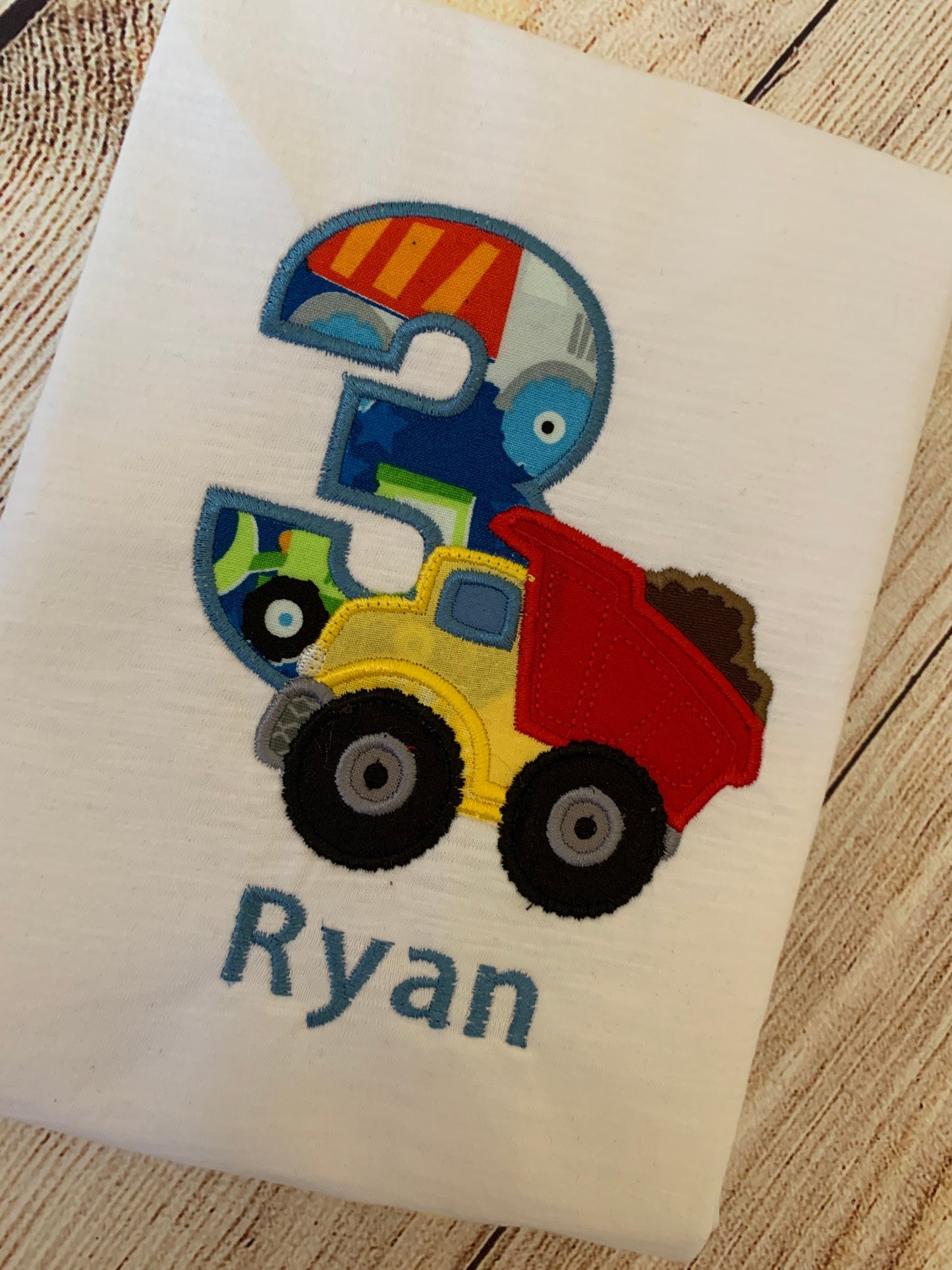 Construction Embroidered Birthday T-shirt