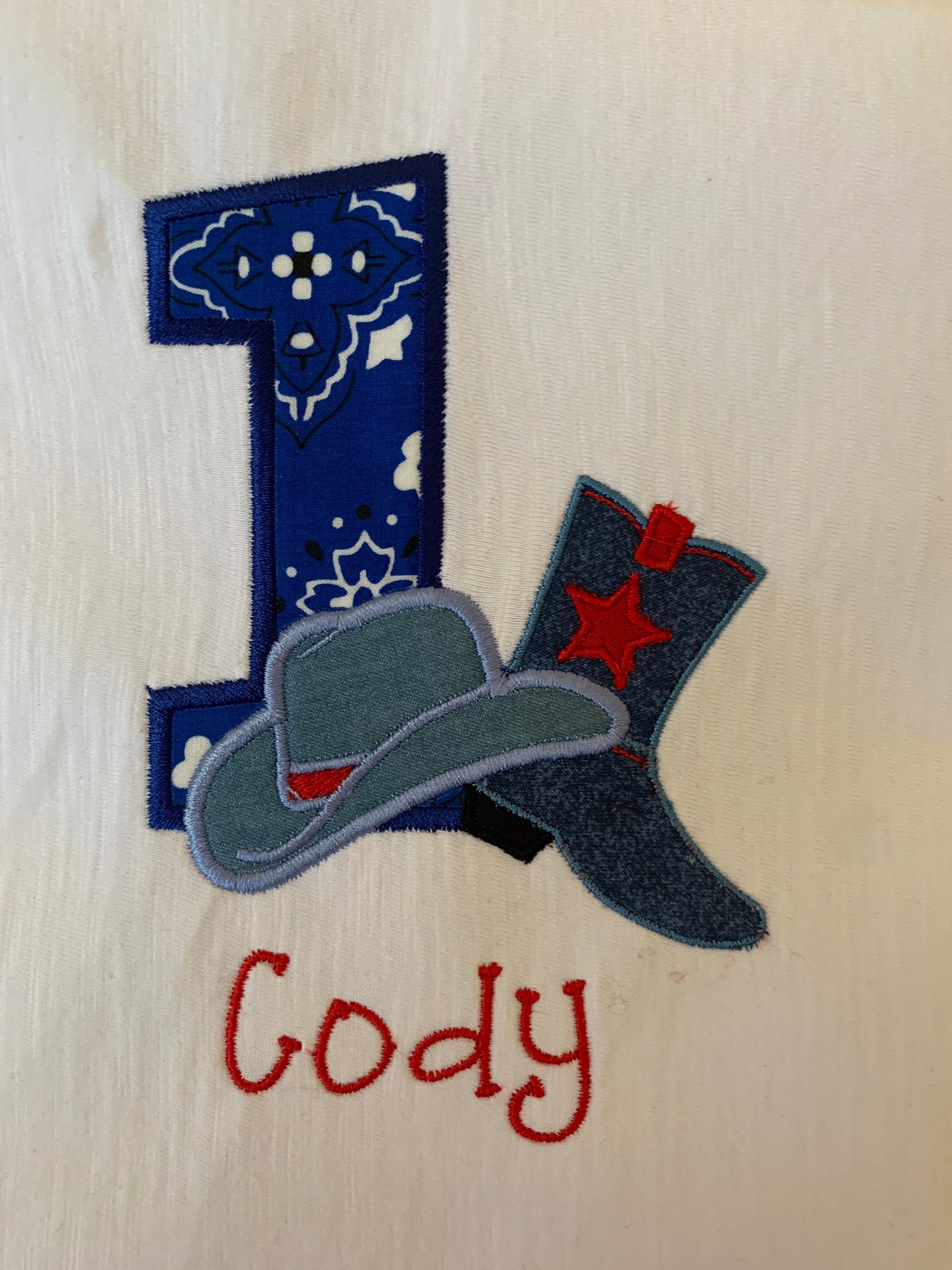 Cowboy Western Embroidered Birthday Theme T-shirt