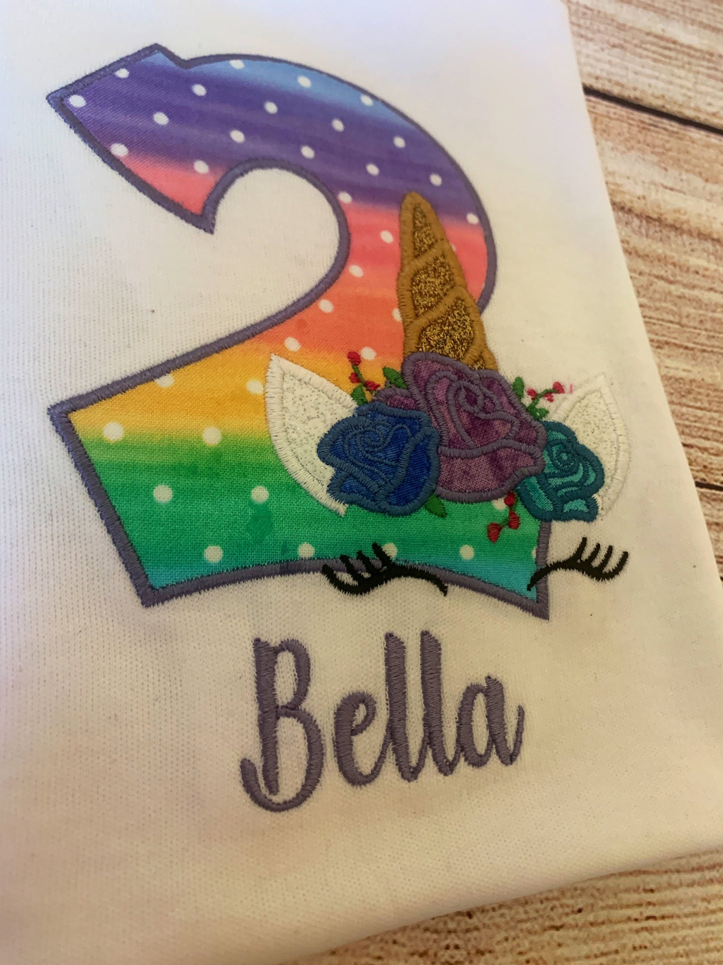 Unicorn Embroidered Birthday T-shirt