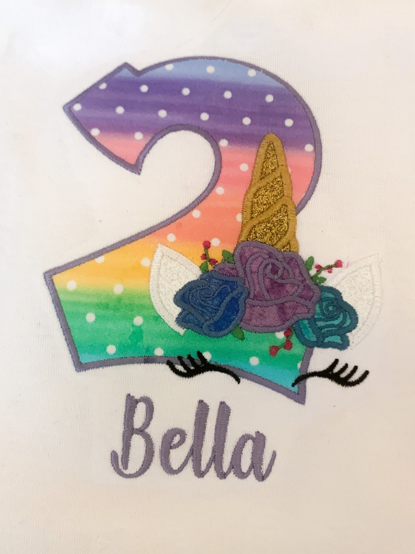 Unicorn Embroidered Birthday T-shirt