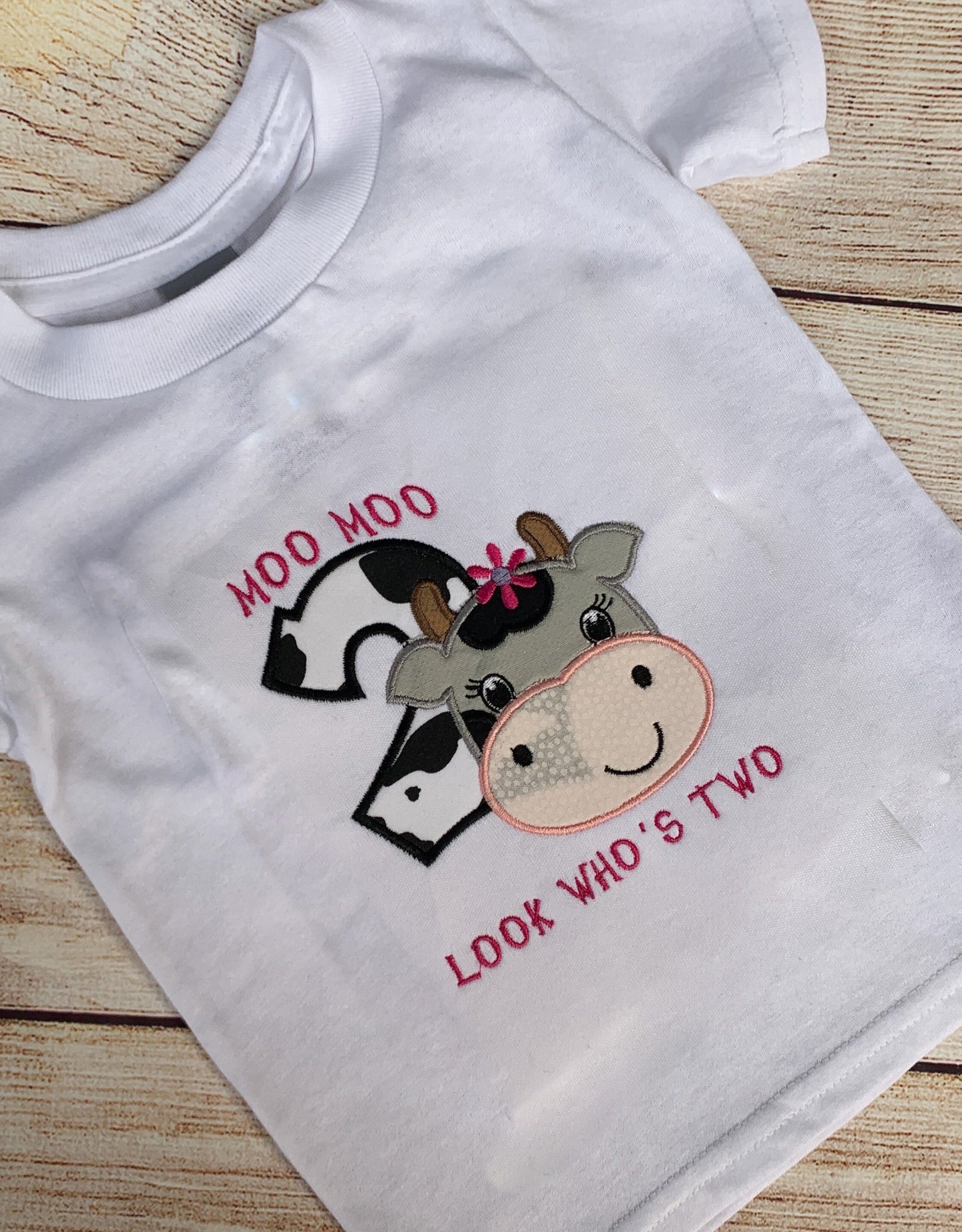 Cow Birthday Moo Moo Embroidered T-shirt