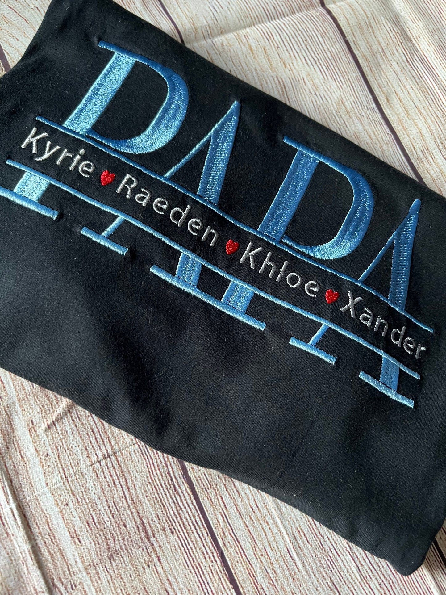 Papa Embroidered T-shirt with kids name