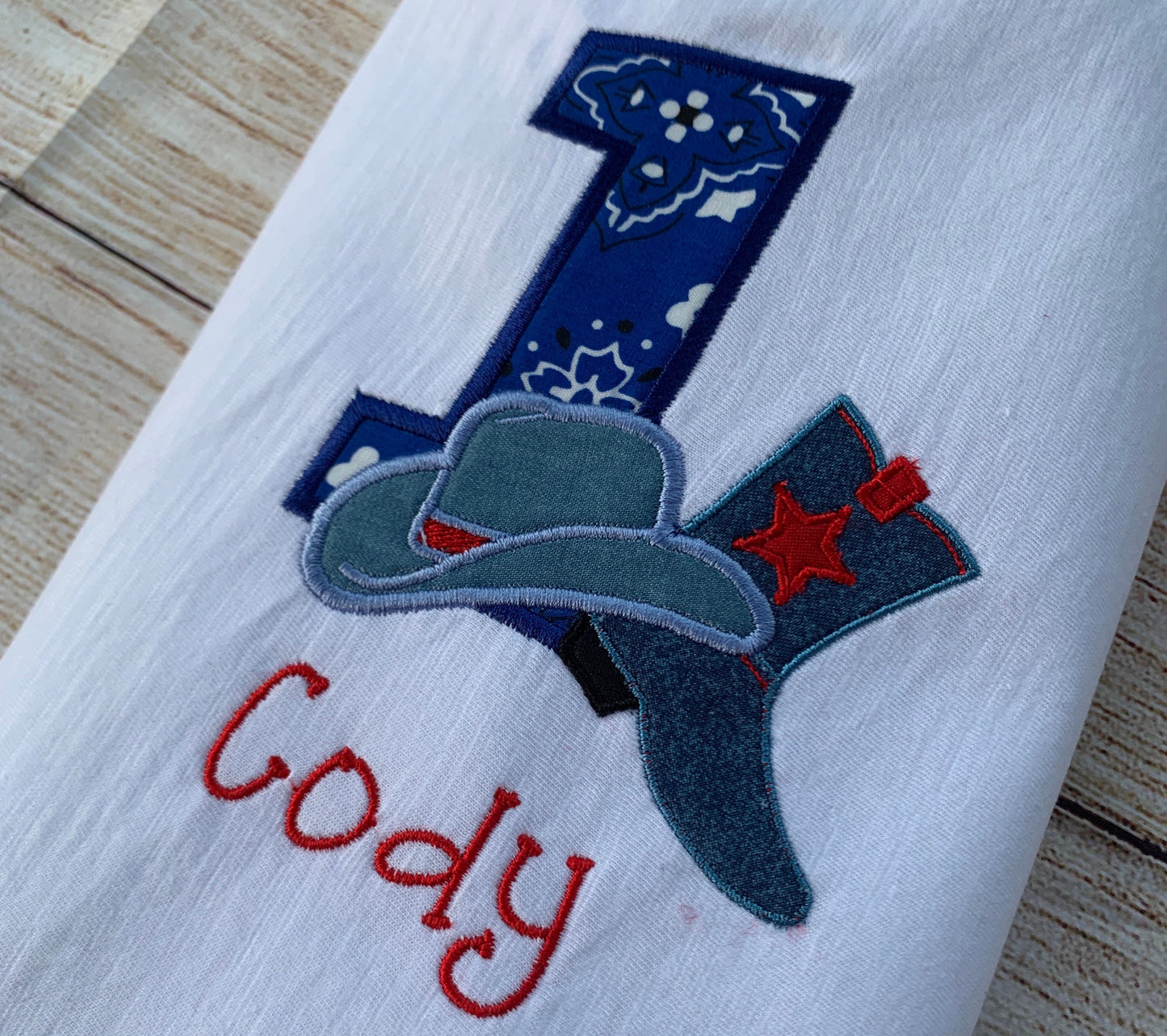 Cowboy Western Embroidered Birthday Theme T-shirt