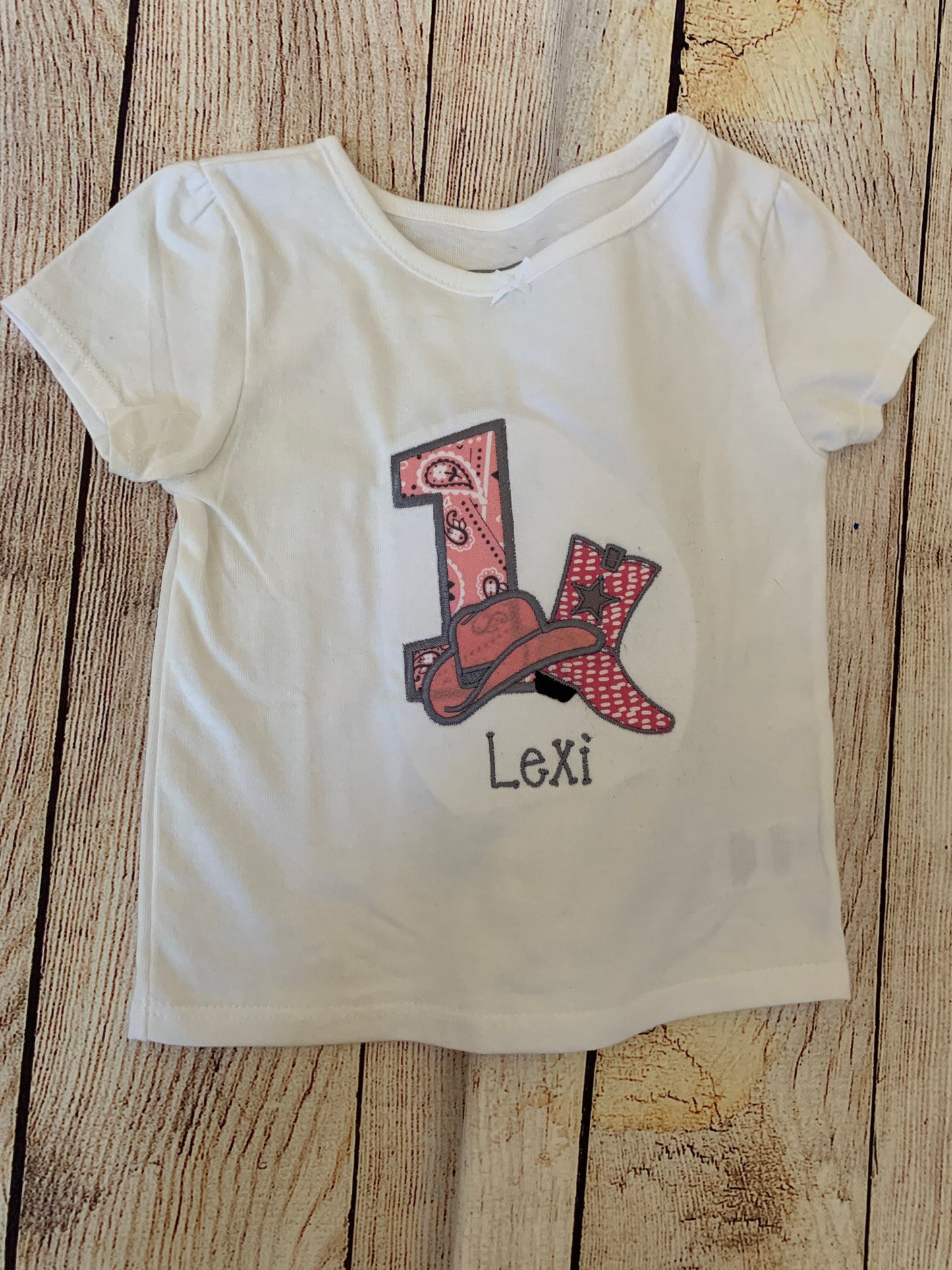 Cowgirl Western Embroidered Birthday Theme T-shirt