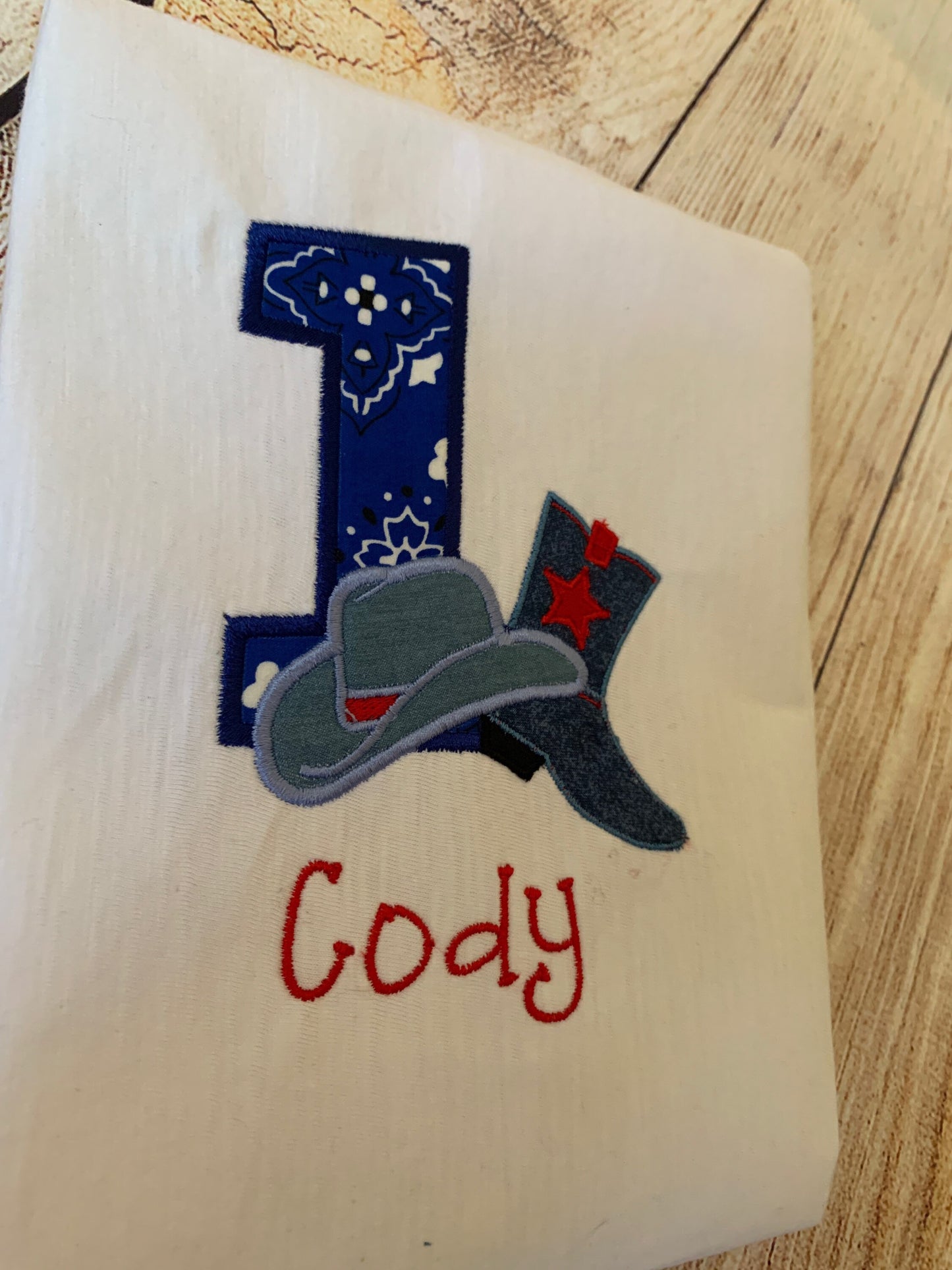 Cowboy Western Embroidered Birthday Theme T-shirt
