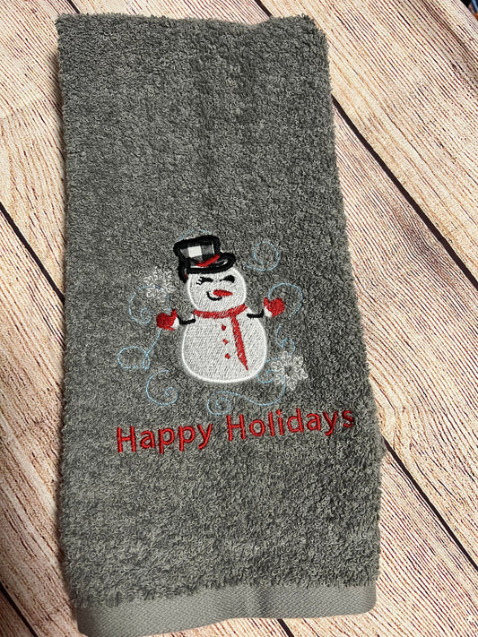 Christmas Buffalo Plaid Snowman Hand Towel