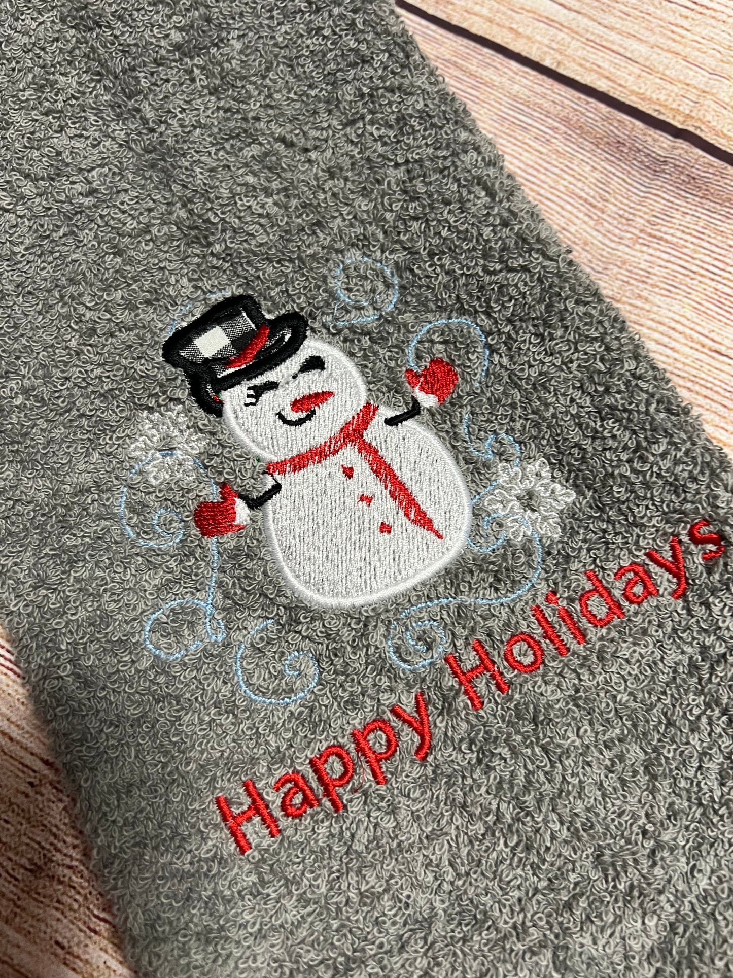 Christmas Buffalo Plaid Snowman Hand Towel