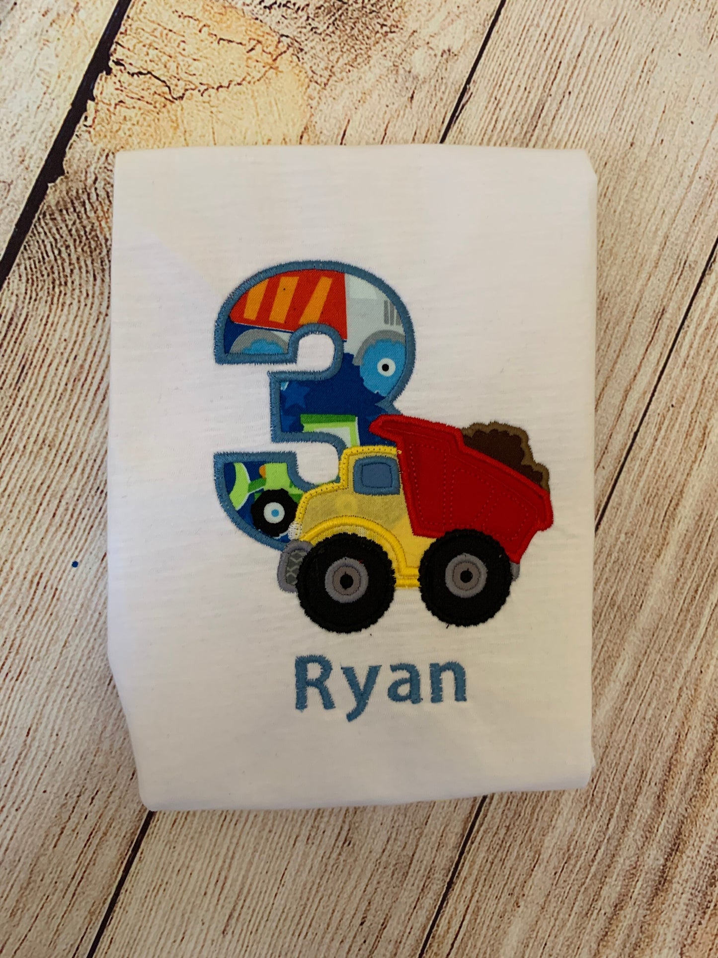 Construction Embroidered Birthday T-shirt