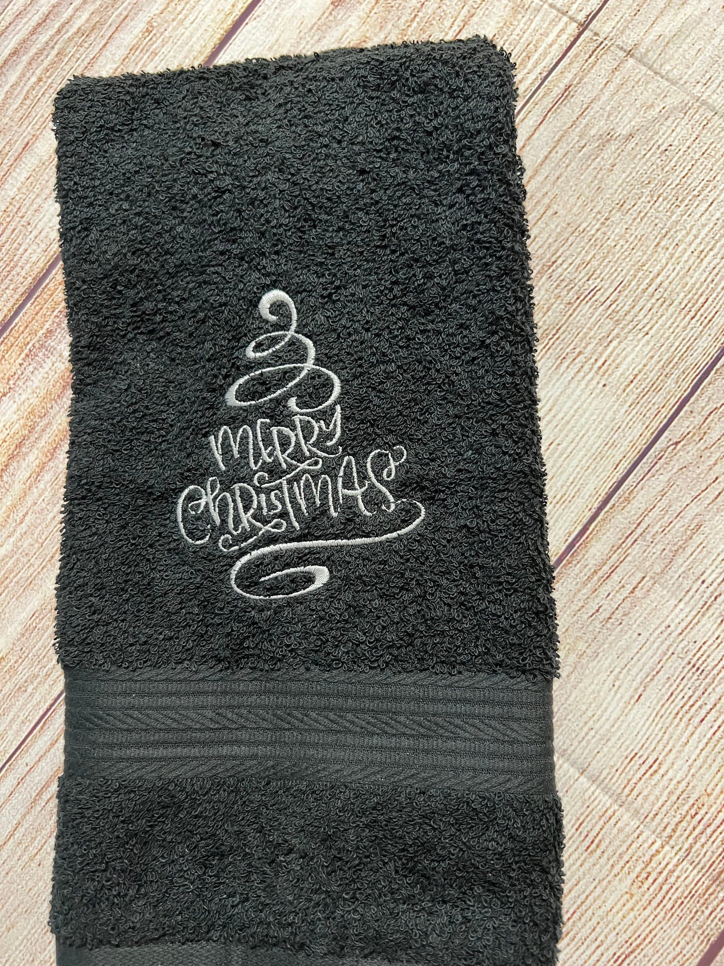 Merry Christmas with Tree Hand Towel
