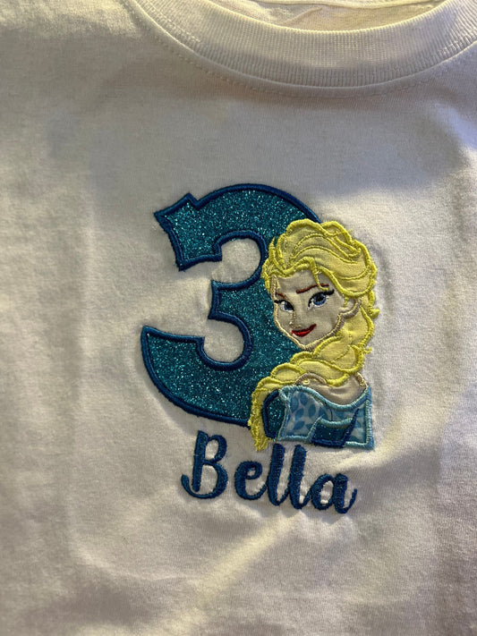 Frozen Elsa Embroidered Birthday Tshirt