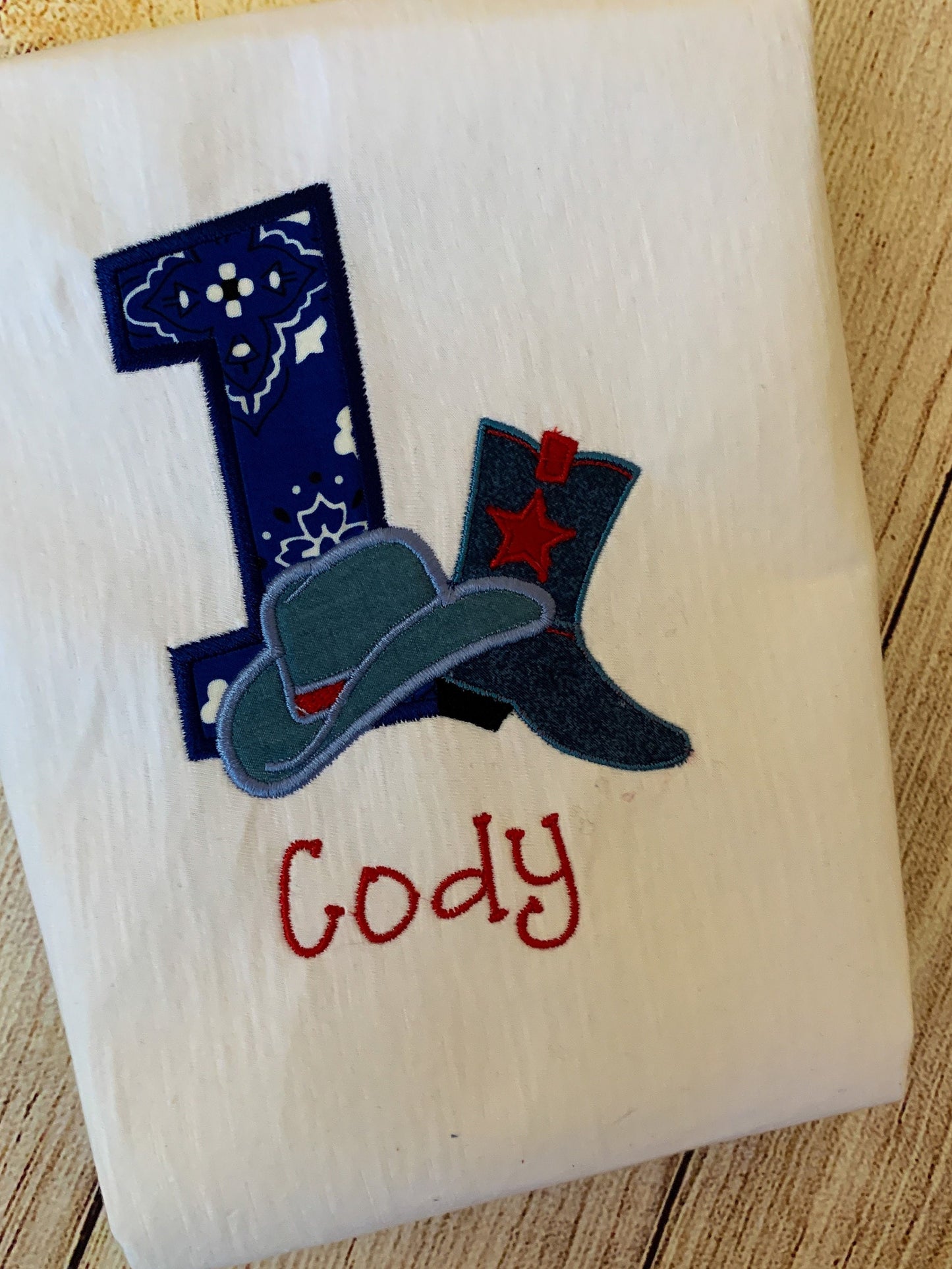 Cowboy Western Embroidered Birthday Theme T-shirt