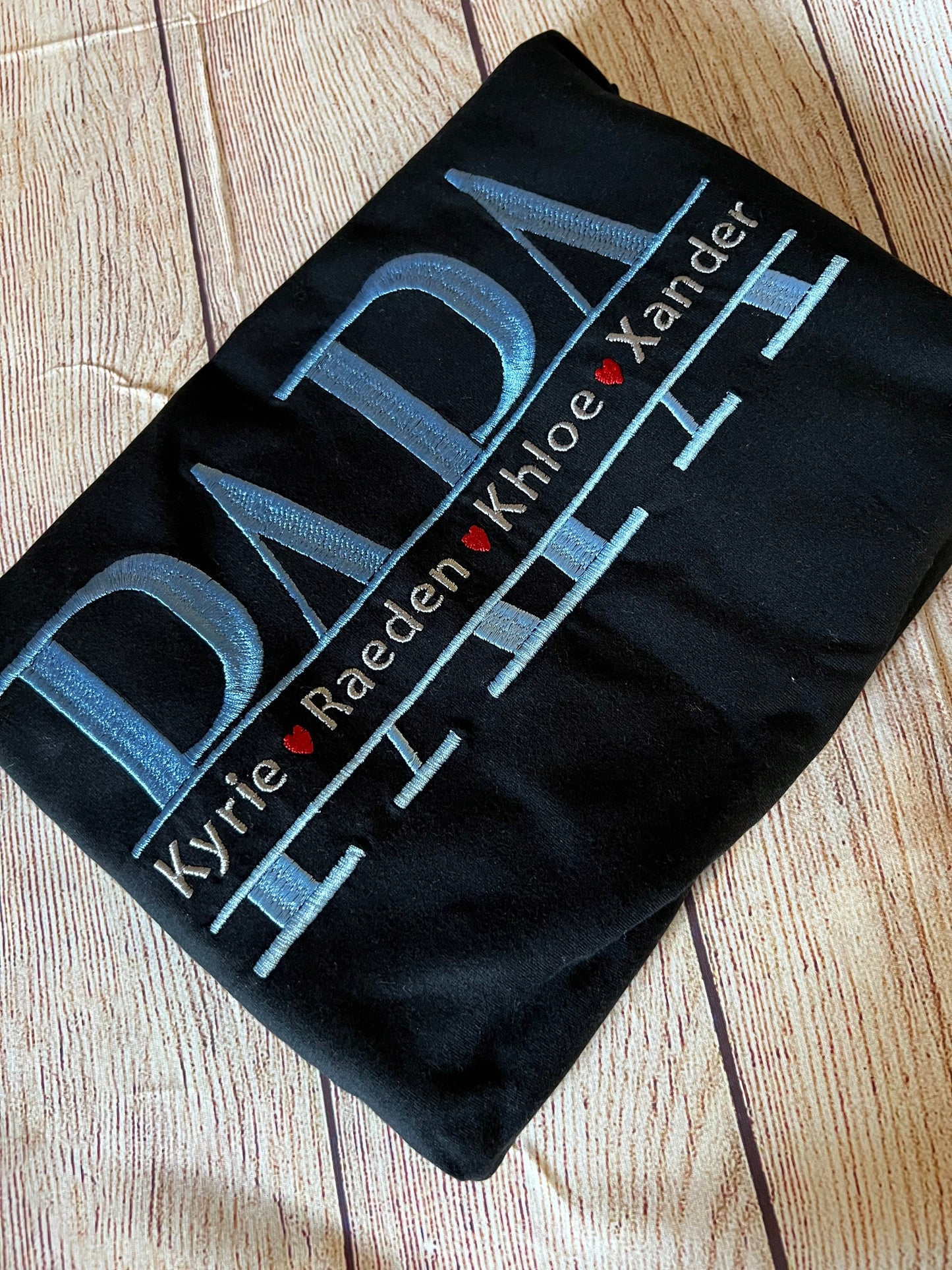 Papa Embroidered T-shirt with kids name