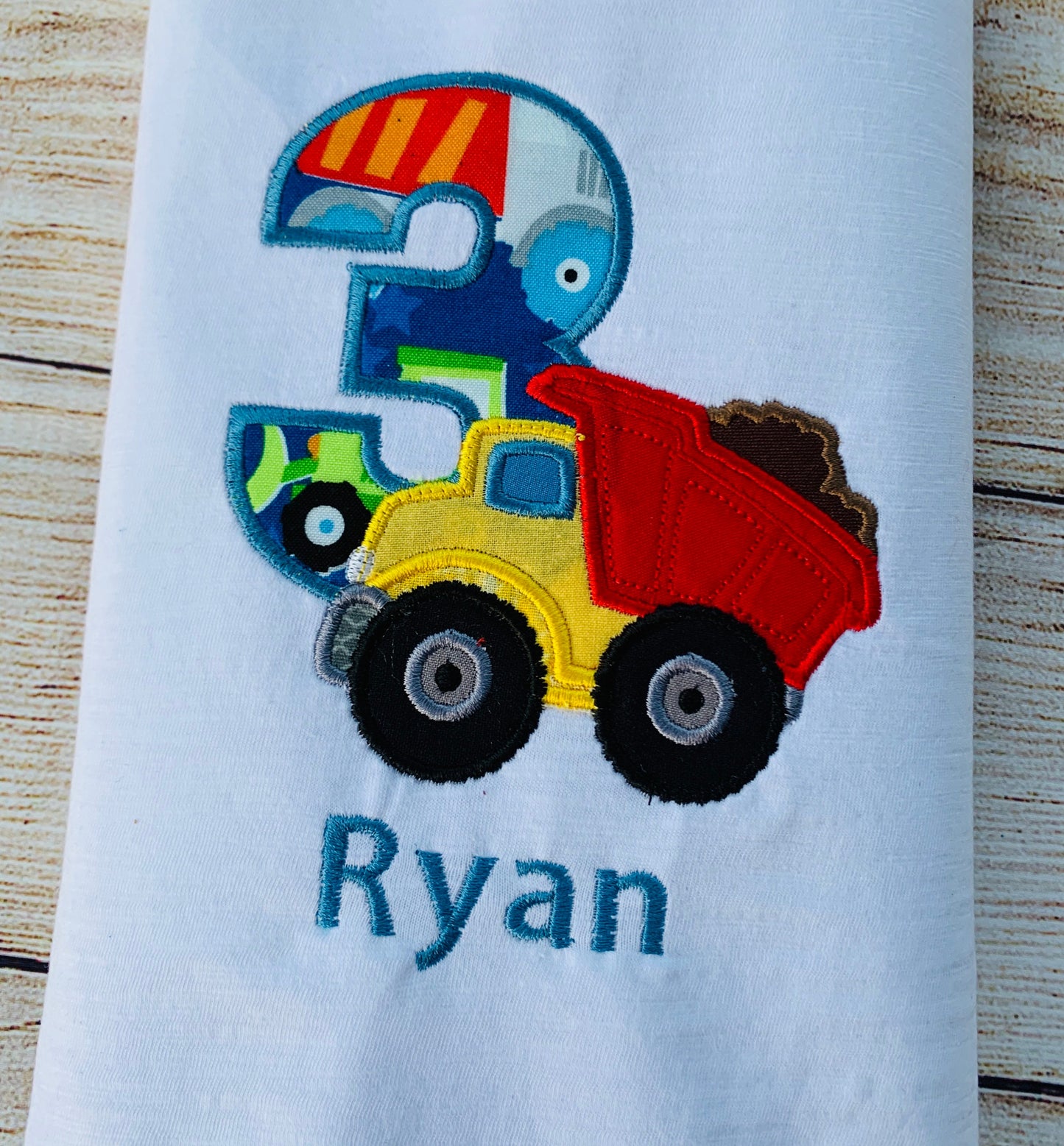 Construction Embroidered Birthday T-shirt