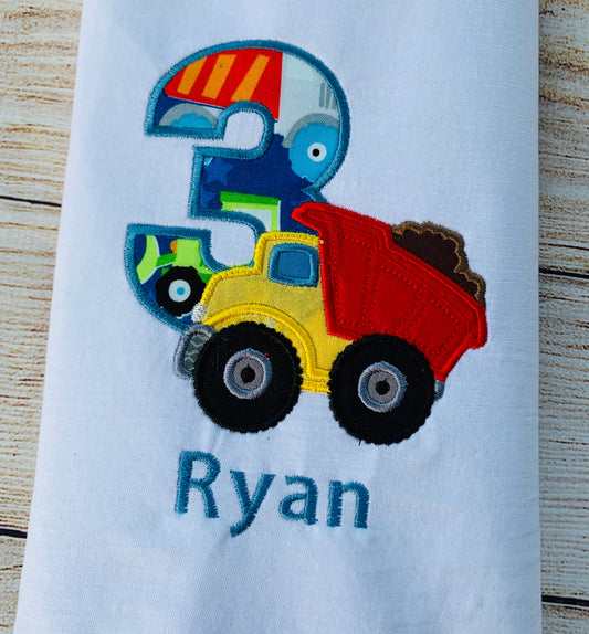 Construction Embroidered Birthday T-shirt
