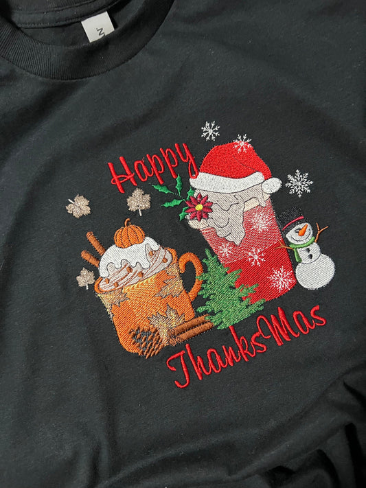 Happy ThanksMas Embroidered T-shirt