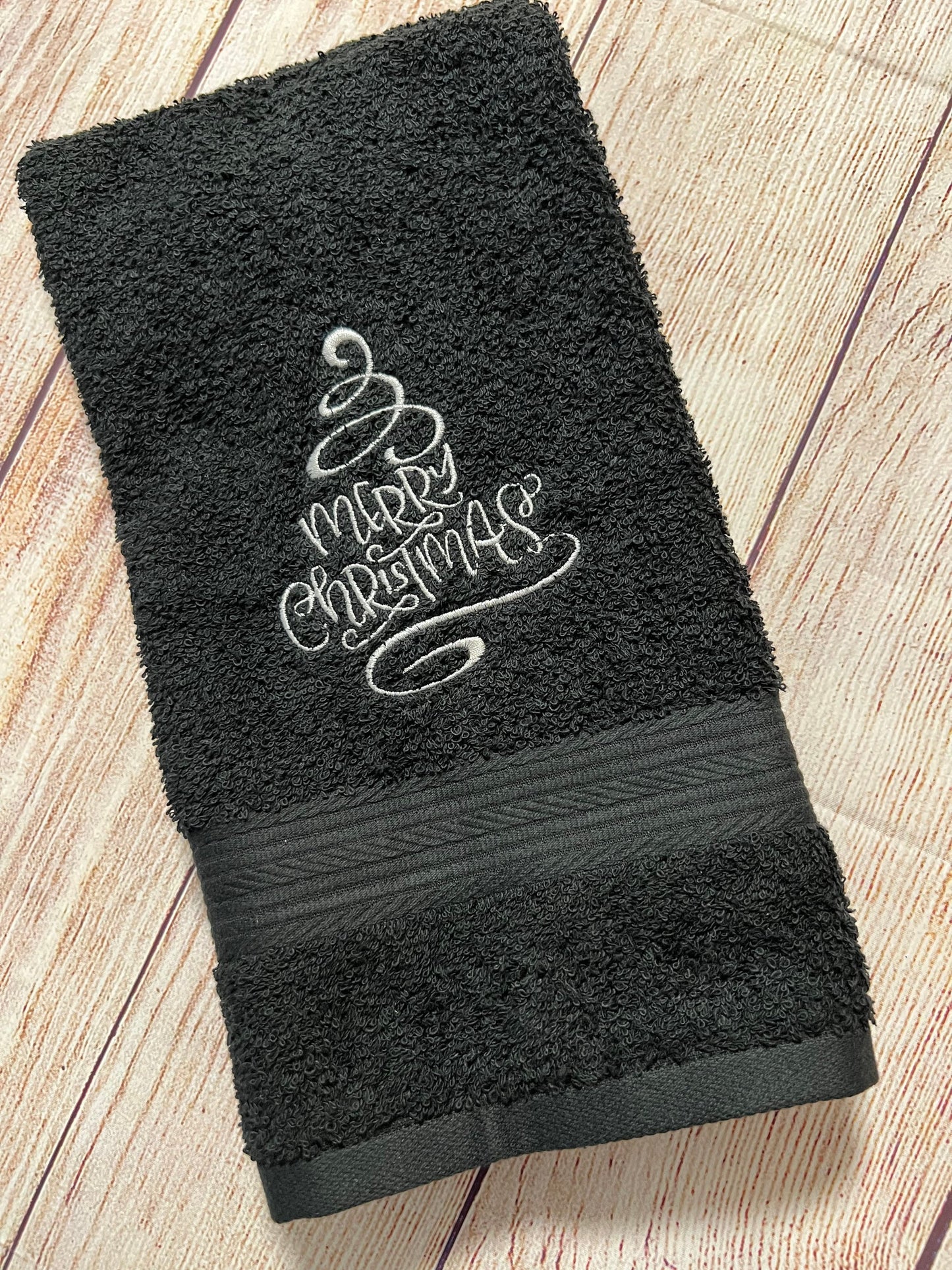 Merry Christmas with Tree Hand Towel