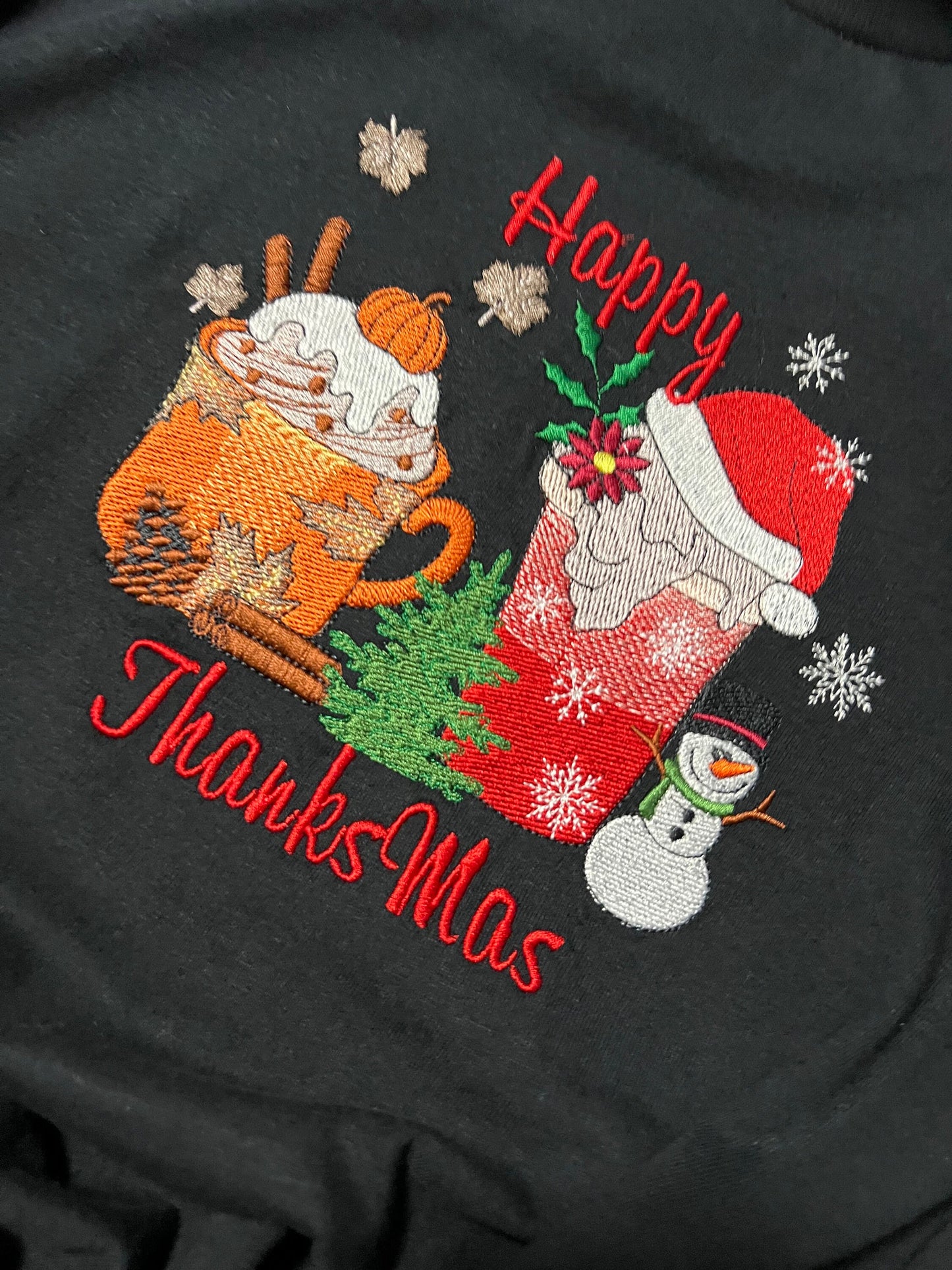 Happy ThanksMas Embroidered T-shirt