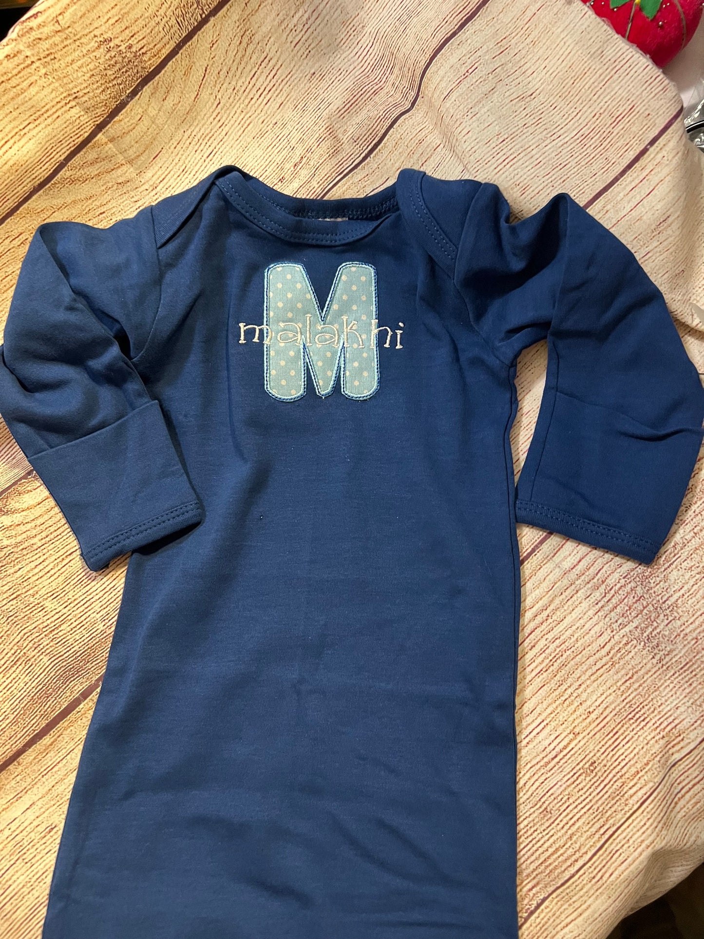Baby gown w/ baby’s First name and initial