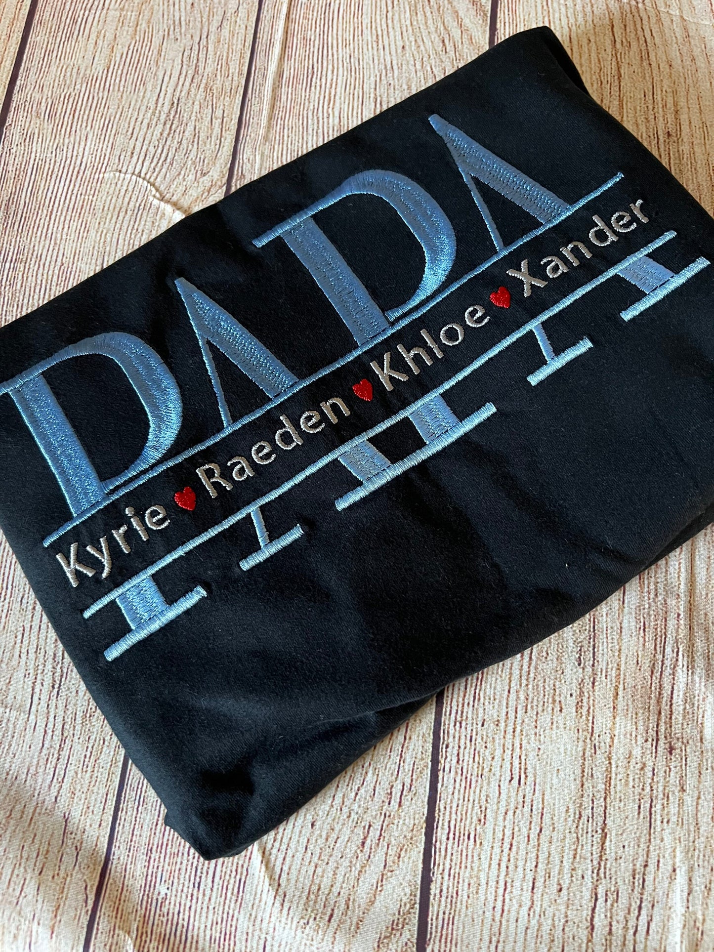 Papa Embroidered T-shirt with kids name