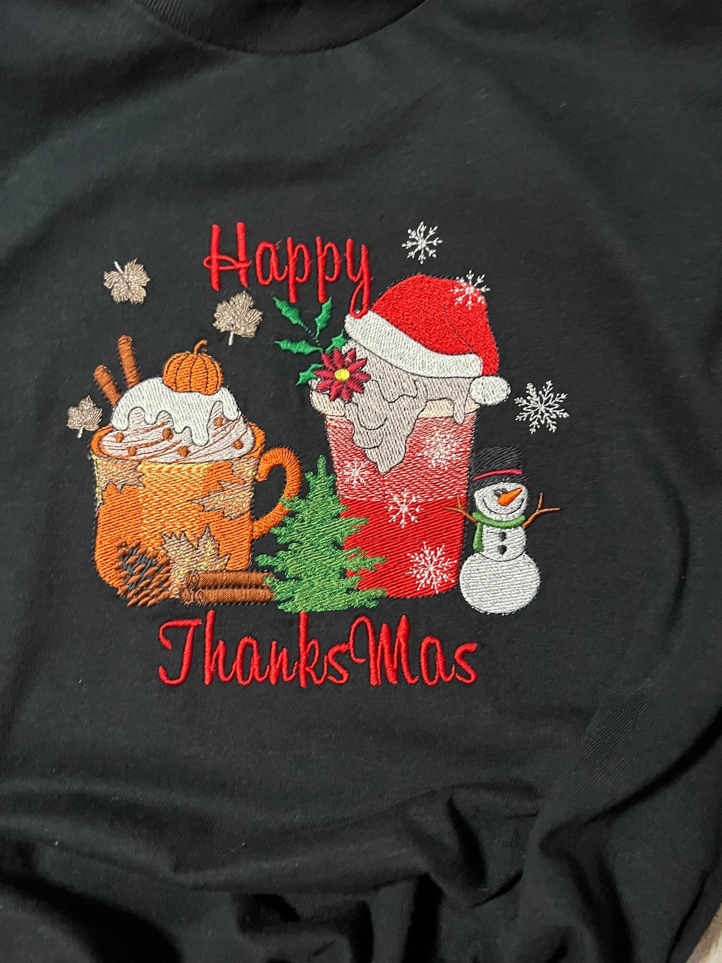 Happy ThanksMas Embroidered T-shirt
