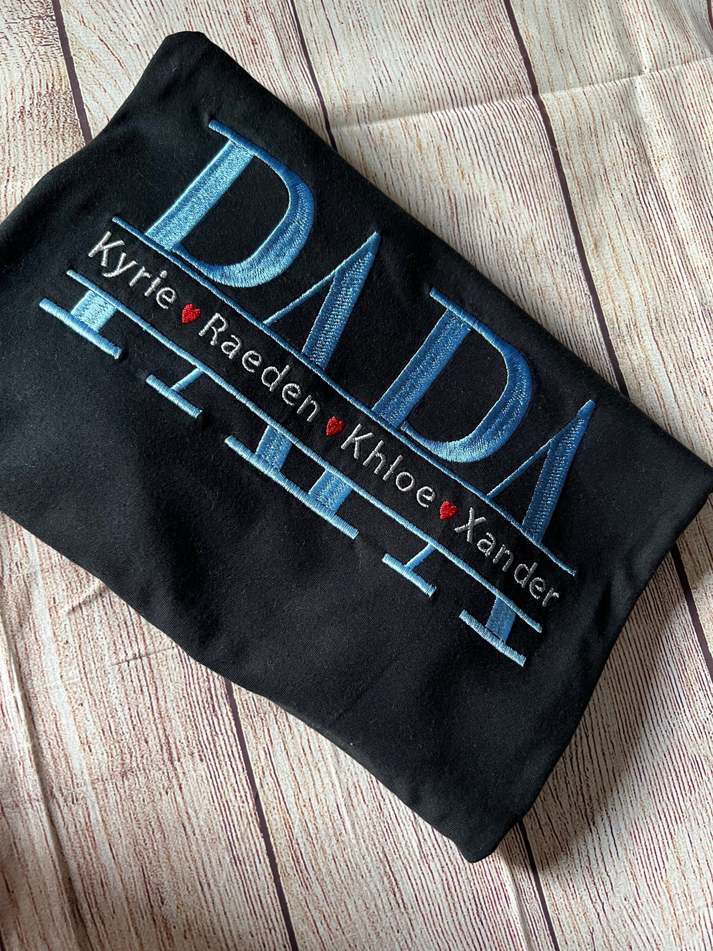 Papa Embroidered T-shirt with kids name