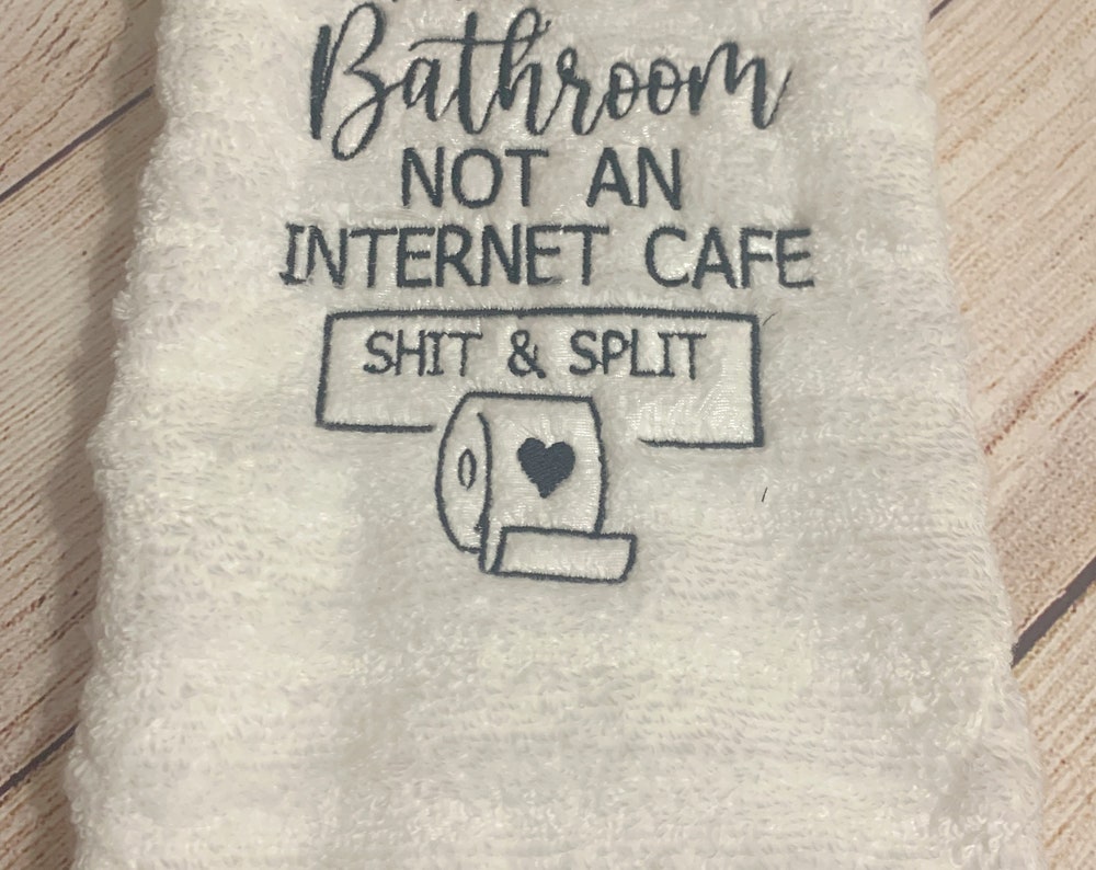 Bathroom Not an Internet Cafe comedic Hand Towel